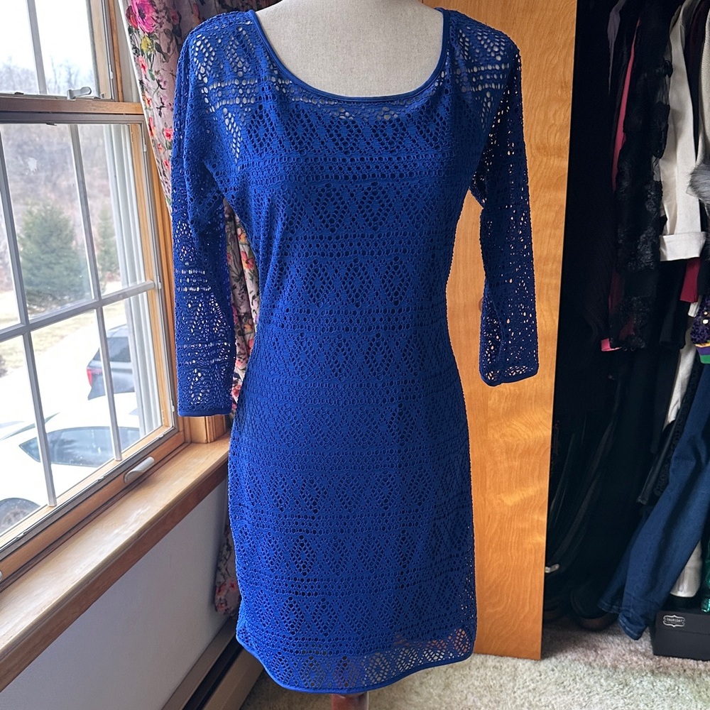 Express- Elegant Blue Lace Dress